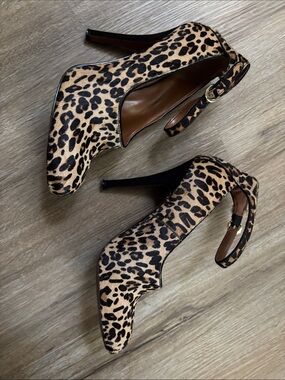 Nine West Leopard Print High Heel Ankle Strap Pumps - Women